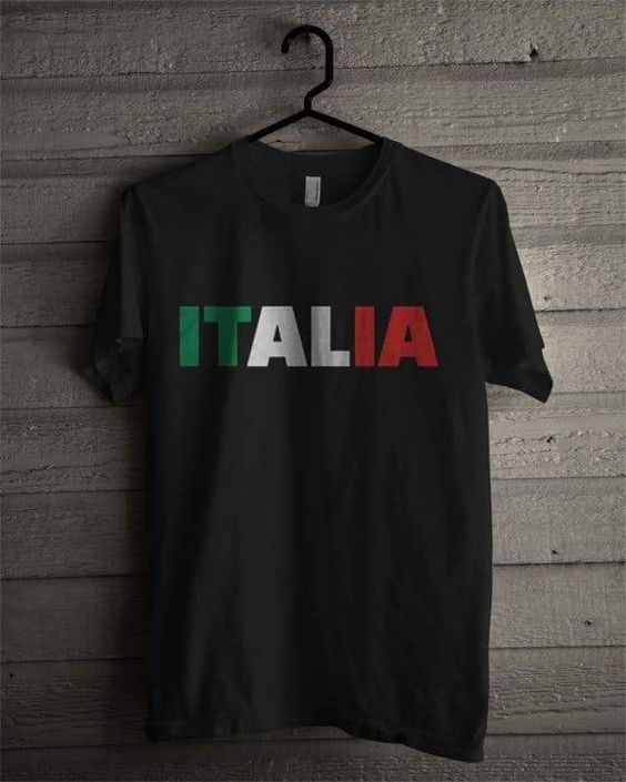 Italy Printed Fan Men's T-Shirt Black