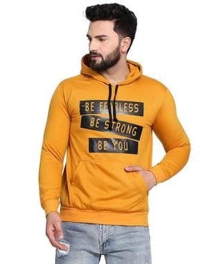 Fashionable Men Stylish Cotton Hoodie Yellow