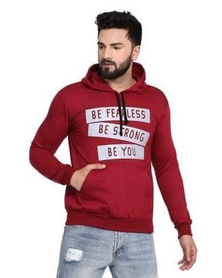Fashionable Men Stylish Cotton Hoodie Magenta