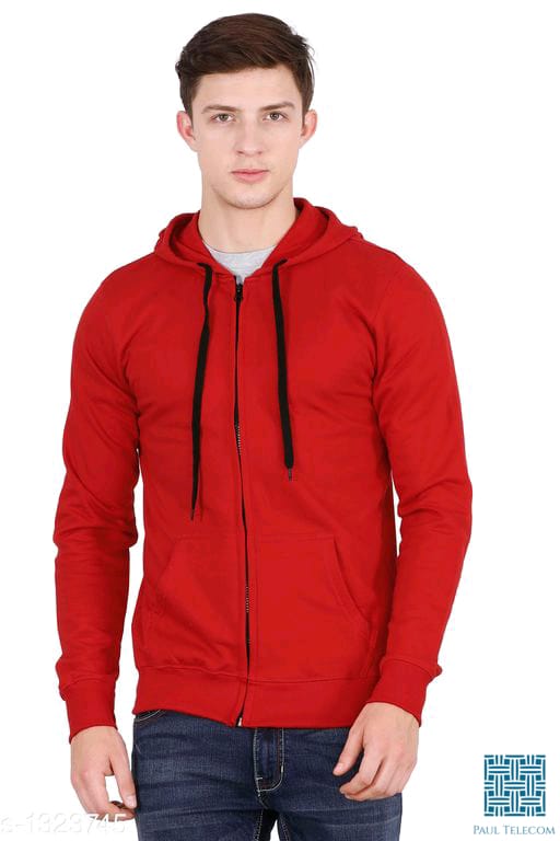 Fashionable Men Stylish Cotton Hoodie Dark Red