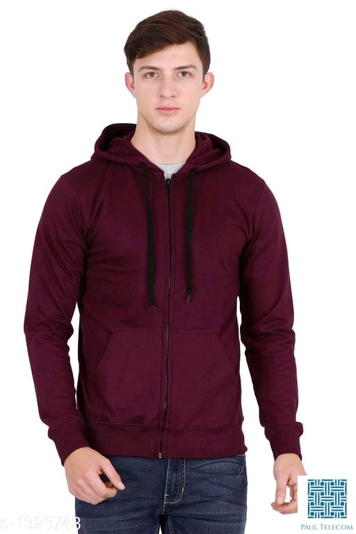 Fashionable Men Stylish Cotton Hoodie Dark Maroon