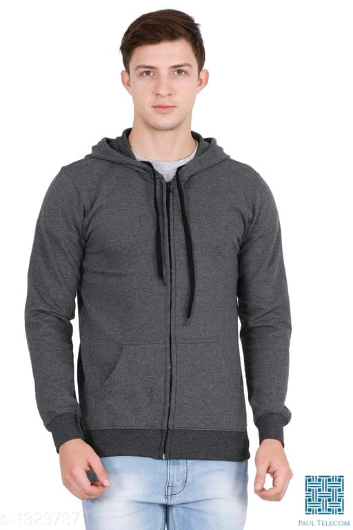Fashionable Men Stylish Cotton Hoodie Dark Grey