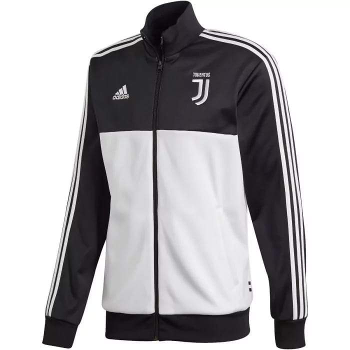 2019 -20 Juventus 3 Stripe Track Jacket - Black-White